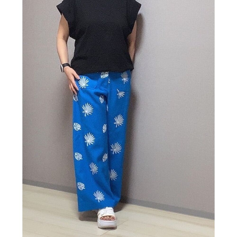 NWT Zara Women's Linen Blend Embroidered Wide Leg Pants Culottes with Pockets - Picture 8 of 13